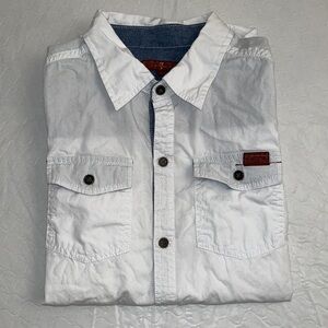 7 for all Mankind white roll sleeve button down shirt